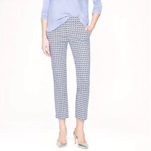 J. Crew Women's Campbell Capri Crop Pants Abstract Wave Stretch Blue Size 2